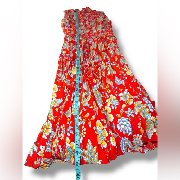 Nanette Lepore Floral Allover Pleated Midi Dress In Orange Sz 6 EUC - Picture 8 of 10
